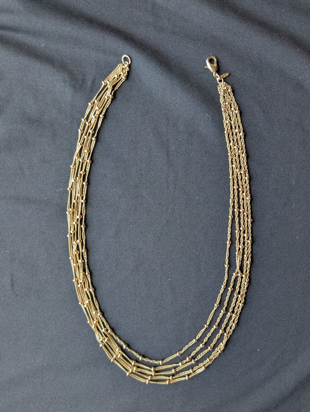 Vintage 1970-80s Avon Retro Multi-Strand Gold Tone Beaded Necklace 16 Inch